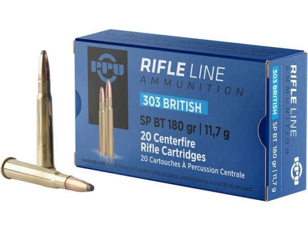 PPU 303 British Ammo 180 Grain Bonded Jacketed Soft Point Box of 1000