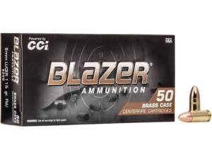 Blazer Brass 9mm Luger Ammo 115 Grain Full Metal Jacket
