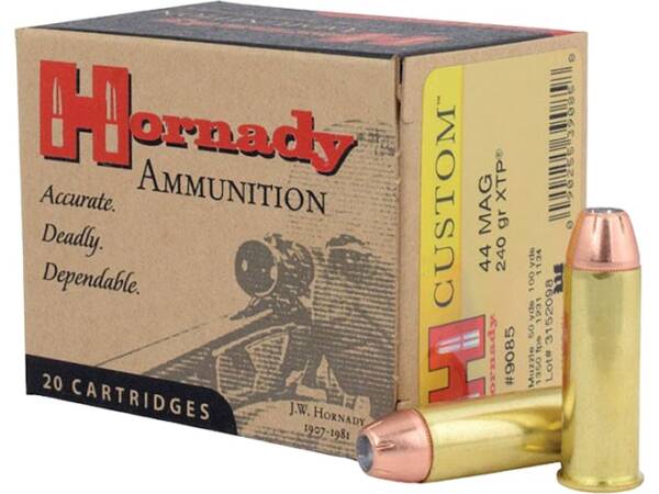 Hornady Custom 44 Remington Magnum Ammo 240 Grain Hornady XTP Jacketed Hollow Point Box of 1000