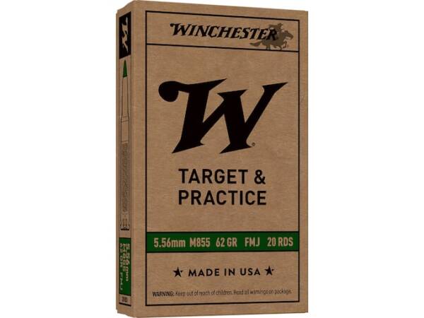 Winchester M855 SS109 5.56x45mm NATO Ammo 62 Grain Penetrator Full Metal Jacket of 1000