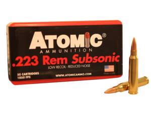 Atomic Subsonic 223 Remington Ammo 77 Grain Jacketed Hollow Point Box of 1000