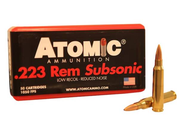 Atomic Subsonic 223 Remington Ammo 77 Grain Jacketed Hollow Point Box of 1000