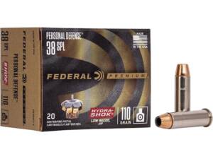 Federal Premium Personal Defense Reduced Recoil 38 Special Ammo 110 Grain Federal Hydra-Shok Jacketed Hollow Point of 1000