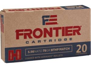 Frontier Cartridge Military Grade 5.56x45mm NATO Ammo 75 Grain Hornady Match Jacketed Hollow Point Of 1000 Rounds