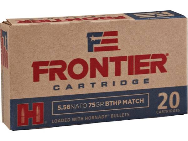 Frontier Cartridge Military Grade 5.56x45mm NATO Ammo 75 Grain Hornady Match Jacketed Hollow Point Of 1000 Rounds