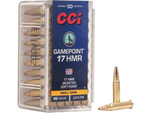 CCI GamePoint 17 Hornady Magnum Rimfire (HMR) Ammo 20 Grain Jacketed Soft Point of 1000