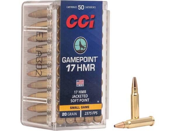 CCI GamePoint 17 Hornady Magnum Rimfire (HMR) Ammo 20 Grain Jacketed Soft Point of 1000