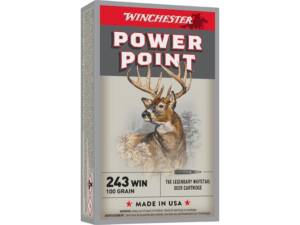 Winchester Power Point 243 Winchester Ammo 100 Grain Jacketed Soft Point of 1000