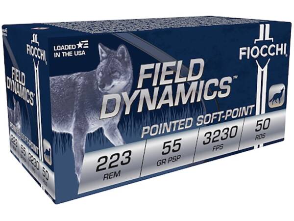 Fiocchi Field Dynamics 223 Remington Ammo 55 Grain Jacketed Soft Point of 1000