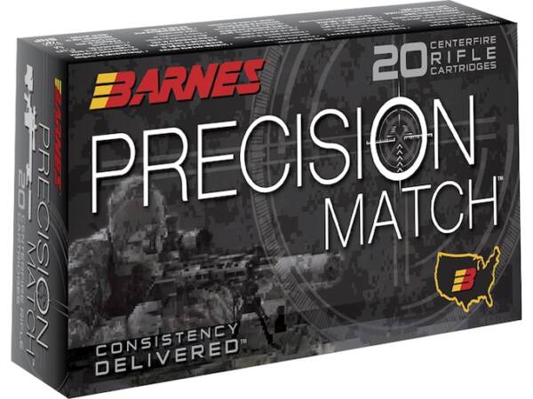 Barnes Precision Match 5.56x45mm NATO Ammo 69 Grain Barnes Open Tip Match Jacketed Hollow Point Box of 1000