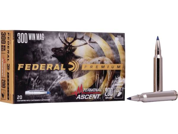 Federal Premium Terminal Ascent 300 Winchester Magnum Ammo 200 Grain Bonded Polymer Tip of 1000