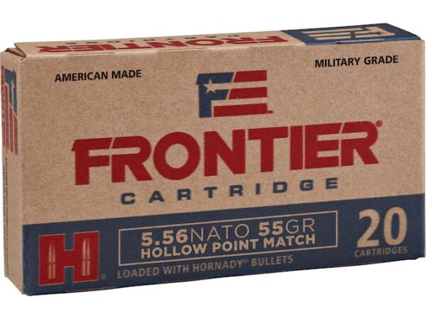 Frontier Cartridge Military Grade 5.56x45mm NATO Ammo 55 Grain Hornady Match Jacketed Hollow Point Of 1000