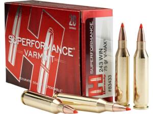 Hornady Superformance Varmint 243 Winchester Ammo 75 Grain Hornady V-Max Polymer Tip Box of 1000