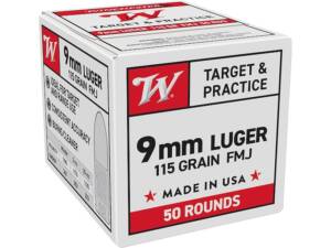 Winchester Target & Practice 9mm Luger Ammo 115 Grain Full Metal Jacket
