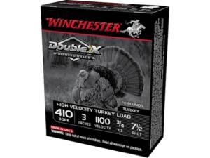 Winchester Double X Diamond Grade Turkey 410 Ammo 3" #7-1/2 Copper Plated Lead Shot 3/4 oz Box of 1000