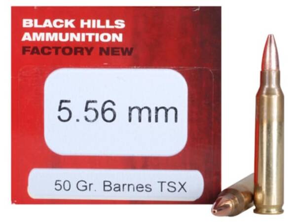 Black Hills 5.56x45mm NATO Ammo 50 Grain Barnes Triple-Shock X Solid Hollow Point Lead Free Box of 1000