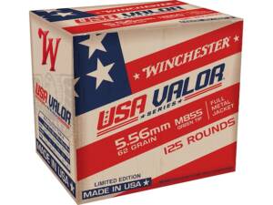 Winchester USA Valor 5.56x45mm NATO Ammo 62 Grain Penetrator Full Metal Jacket of 1000