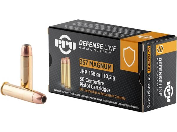 PPU Defense 357 Magnum Ammo 158 Grain Jacketed Hollow Point Box of 1000