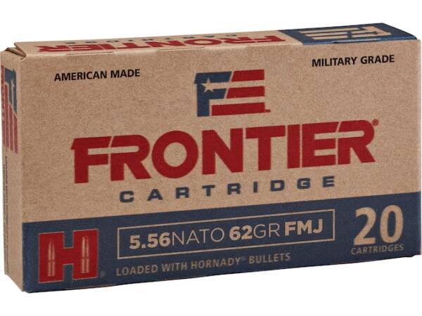 Frontier Cartridge Military Grade 5.56x45mm NATO Ammo 62 Grain Hornady FMJ Full Metal Jacket of 1000
