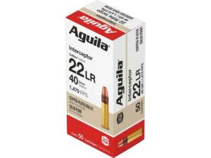 Aguila Interceptor 22LR Ammo 40 Grain Plated Round Nose Of 5000 Rounds