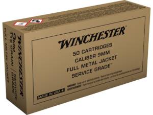 Winchester Service Grade 9mm Luger Ammo 115 Grain Full Metal Jacket