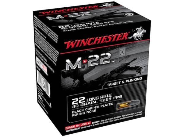 Winchester M-22 22LR Ammo 40 Grain Plated Round Nose Of 5000 Rounds
