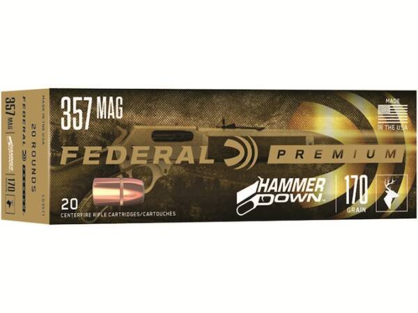 Federal Premium HammerDown 357 Magnum Ammo 170 Grain Bonded Jacketed Soft Point Box of 1000
