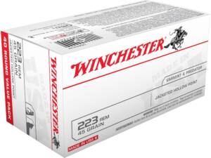Winchester White Box USA 223 Remington Ammo 45 Grain Jacketed Hollow Point of 1000
